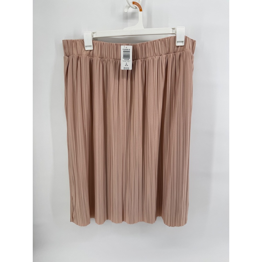 Torrid Blush Pink Pleated Midi Skirt Plus Size 2 2X Elastic Waist Lined New